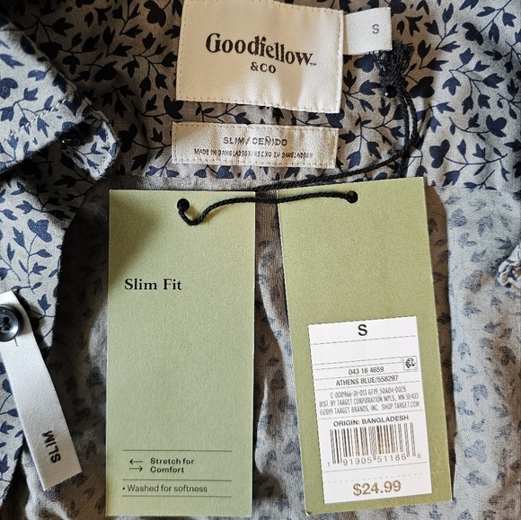 Goodfellow & Co Men's Slim Fit Long Sleeve Button-Down Shirt, Athens Blue, S - Picture 10 of 10